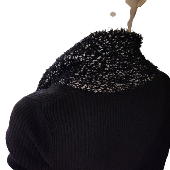 Absolutely Famous Open Front Cardigan Sweater Women's Medium Black Asymmetric - Picture 10 of 14